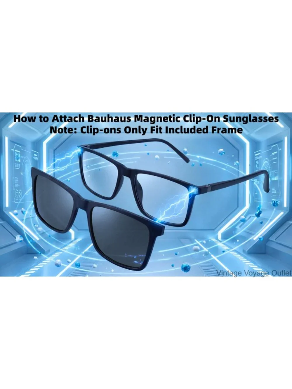 Magnetic Clip-On Sunglasses Square UV400 Polarized 5 Lenses Men Women